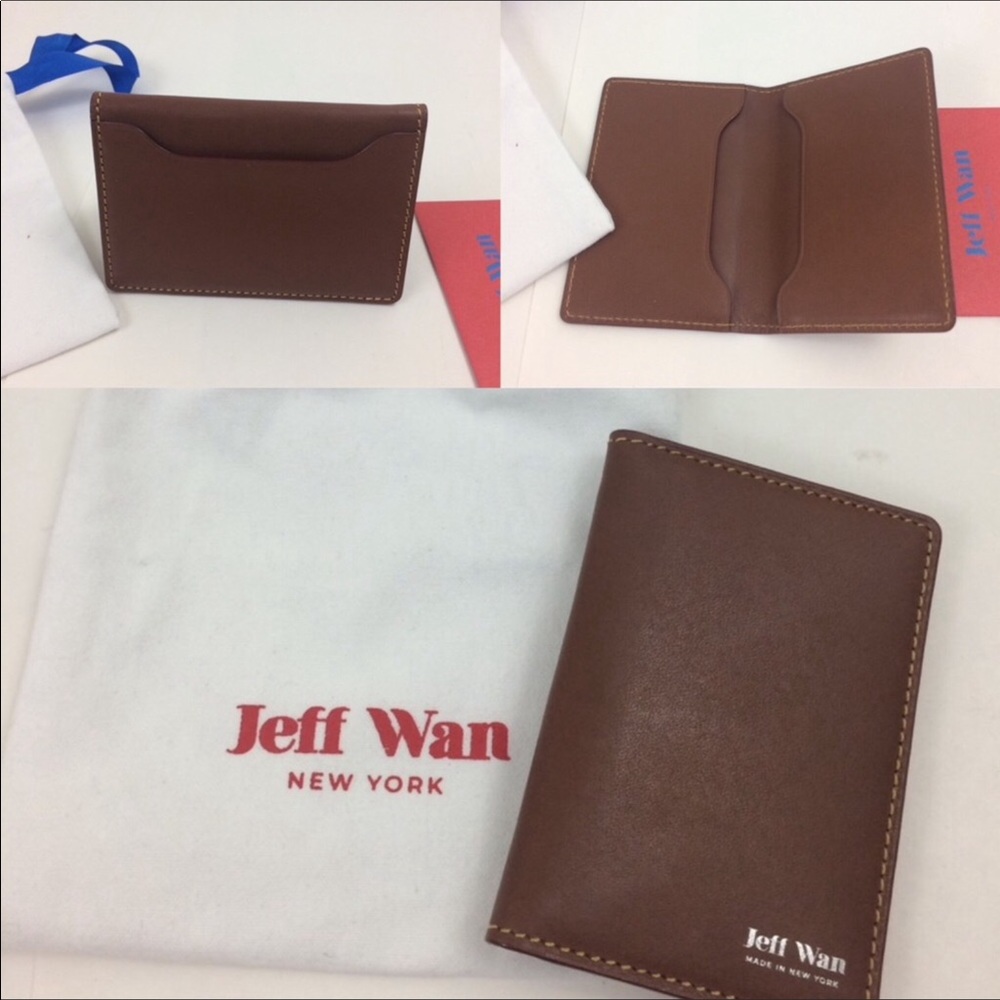 Jeff Wan Leather Card Wallet in Coco